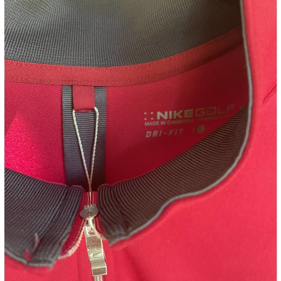 Men’s Nike Golf Pullover NWT Large Red Dri-fit 1/4 Zip Long Sleeve Heron Glen - Picture 5 of 11